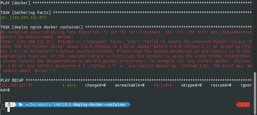 deploy docker container using ansible