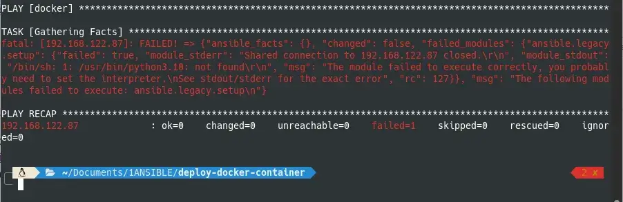deploy docker container using ansible
