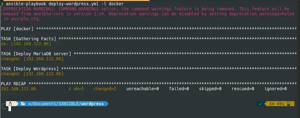 Deploy Wordpress on Docker using Ansible