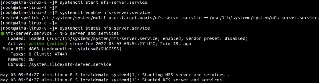 setup nfs server on alma linux