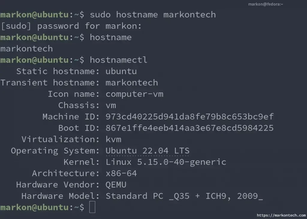 change hostname on Linux