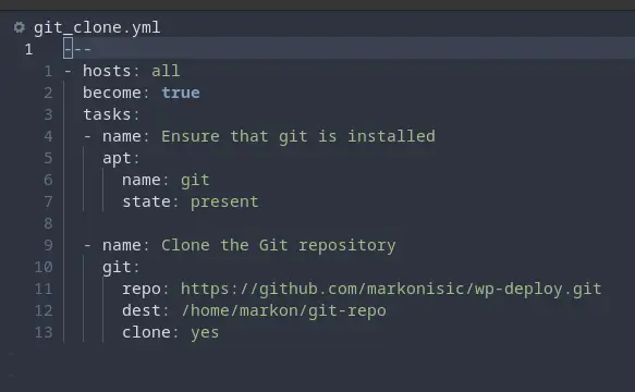 Clone a git repository with ansible