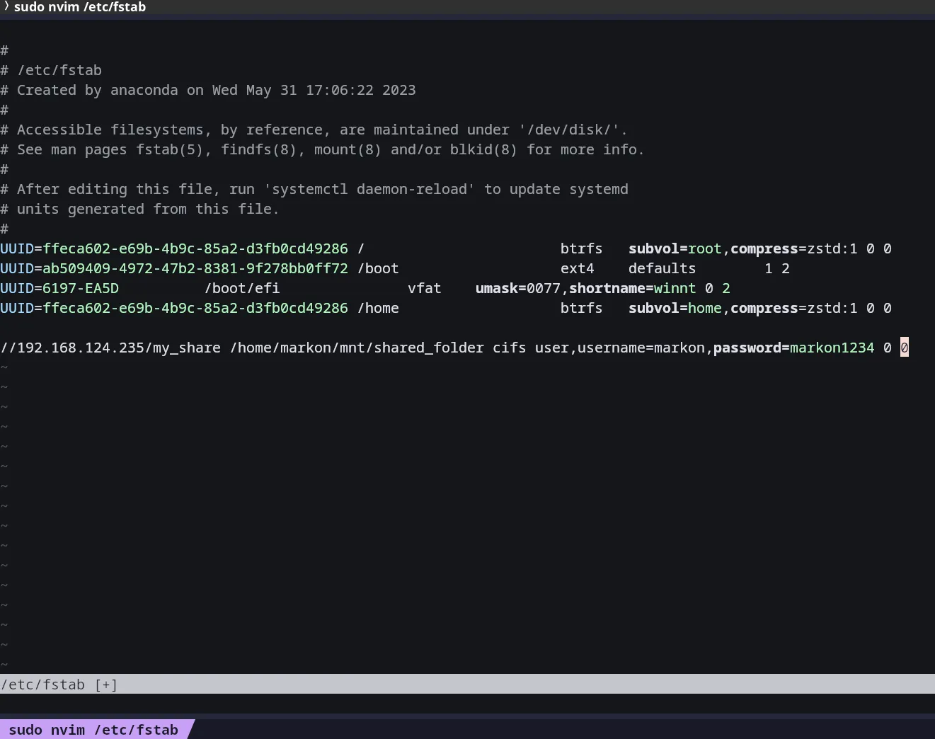 Mount a network shared drive on Linux