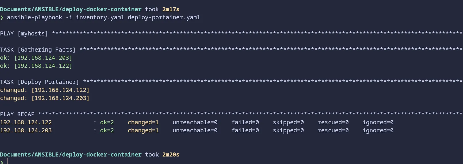 deploy docker container with ansible