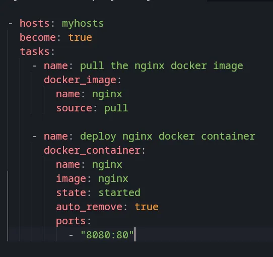 deploy docker container using ansible