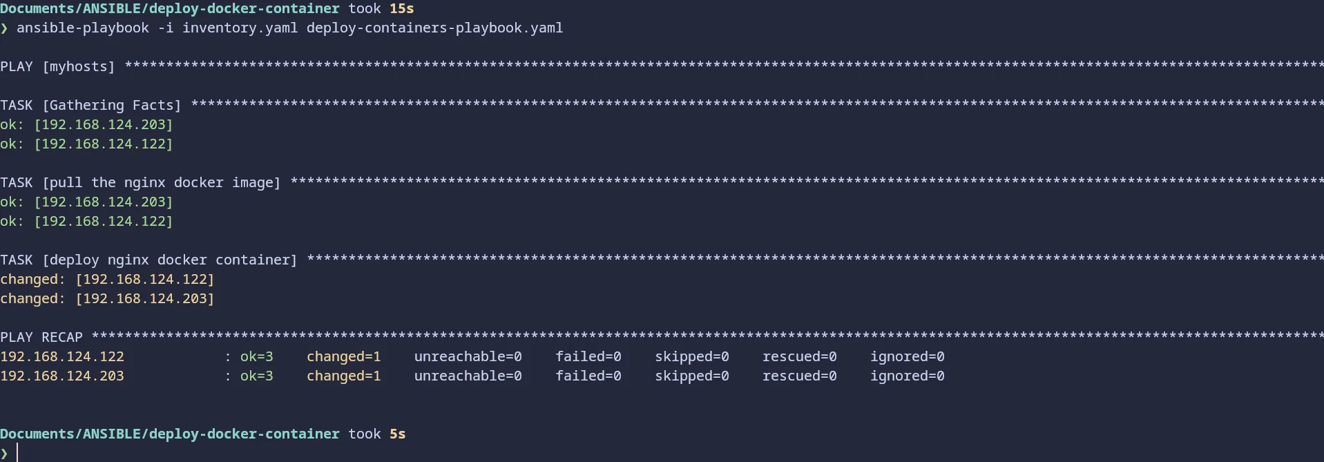 deploy docker container using ansible